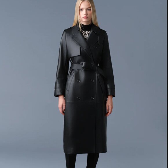 MACKAGE GAEL-V Maxi Leather Trench Coat - Picture 1 of 14